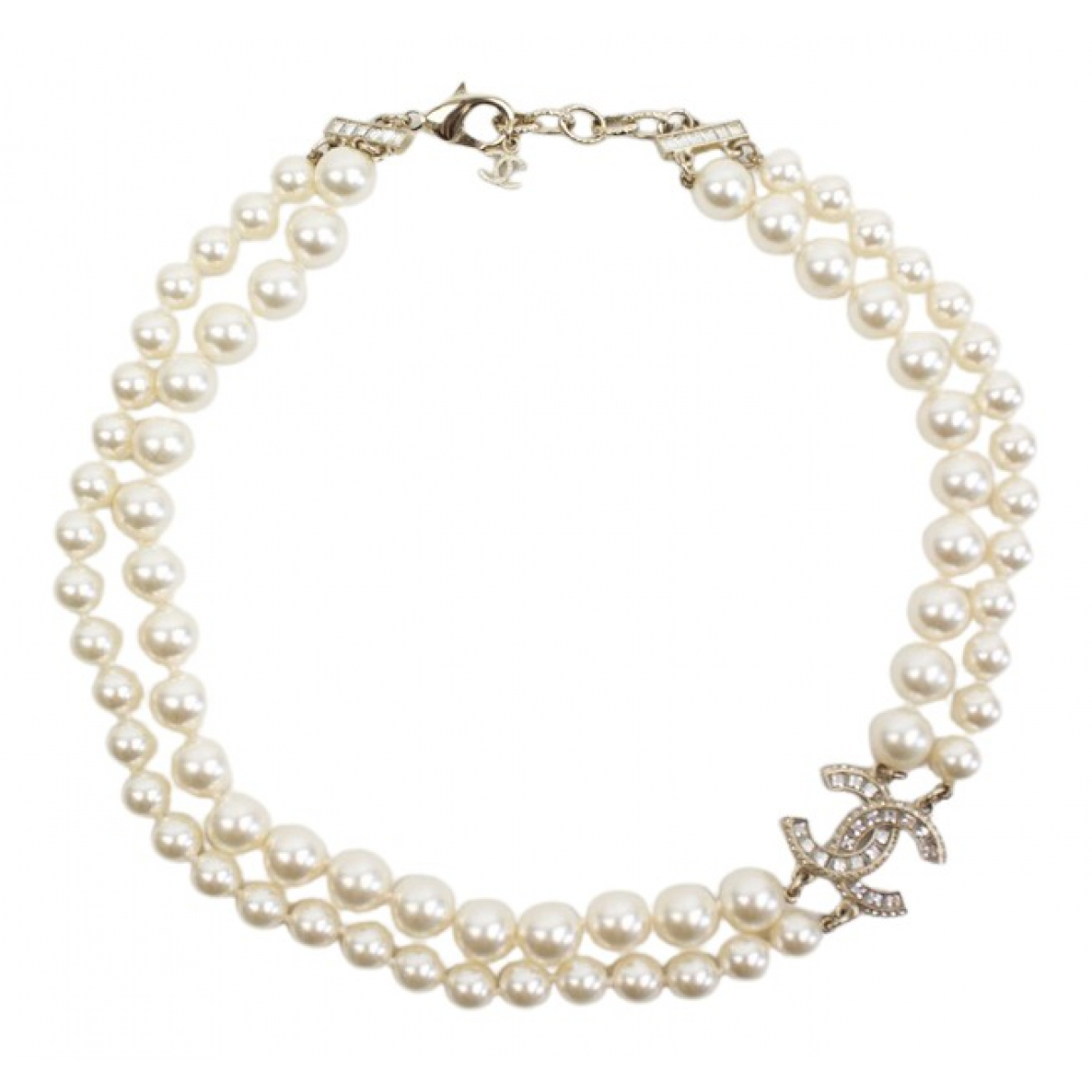 Cc pearl necklace Chanel Gold in Pearl 